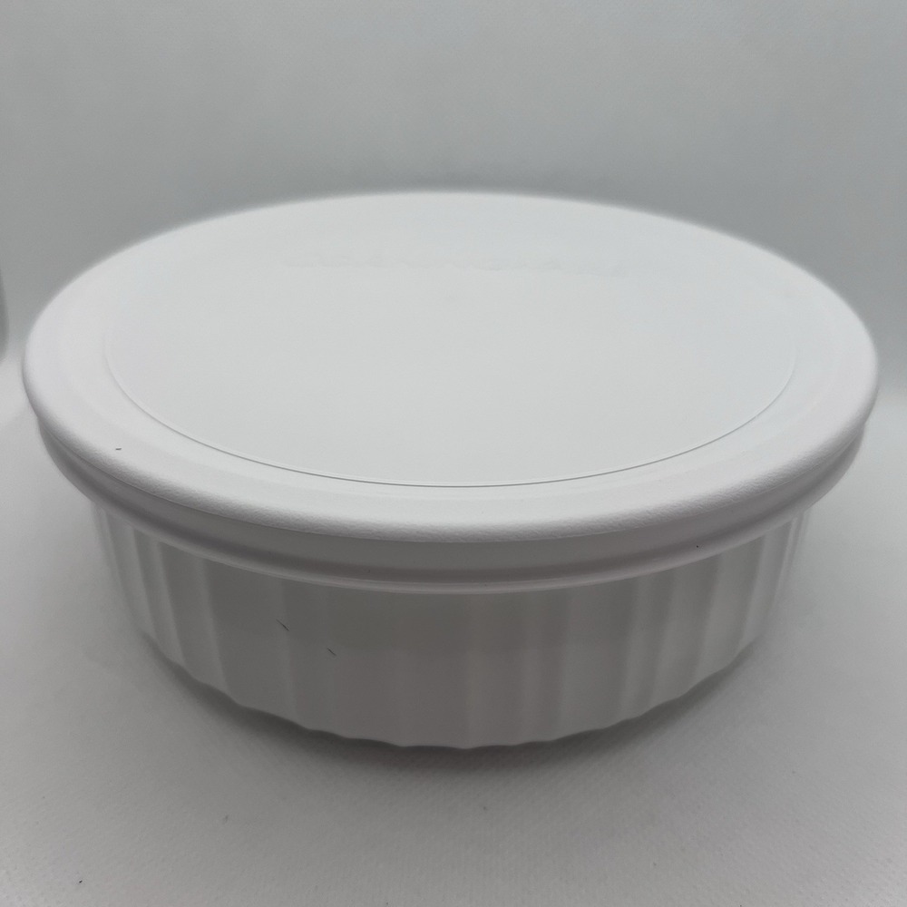 CorningWare French White 24 oz Casserole Dish w/ Plastic Storage Lid